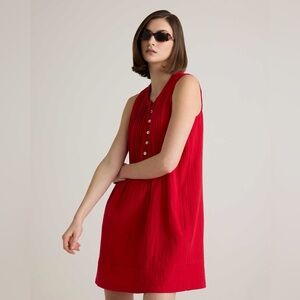 Quince 100% Organic Cotton Gauze Sleeveless Swing Dress Size Large